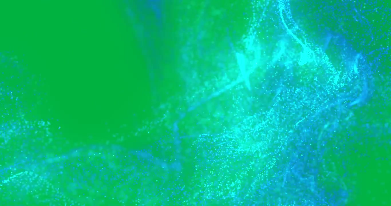 Motion graphics astratta di particelle blu che scorrono su sfondo verde
