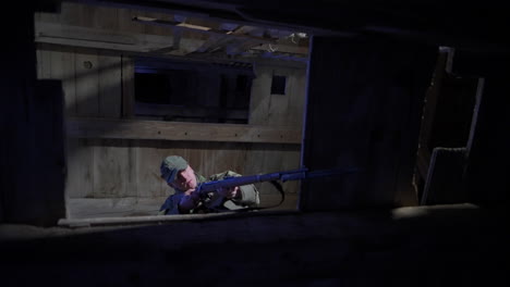 soldier in a hidden position