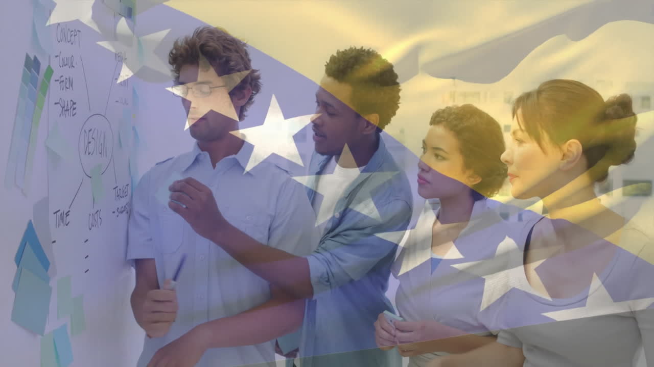 화이트보드에서 브레인 스토밍, 보스니아 헤르체고비나 발 애니메이션 오버레이