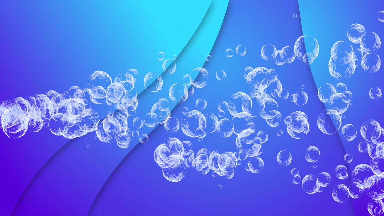 파란색과 보라색 위에 떠다니는 거품 추상적인 모양 애니메이션