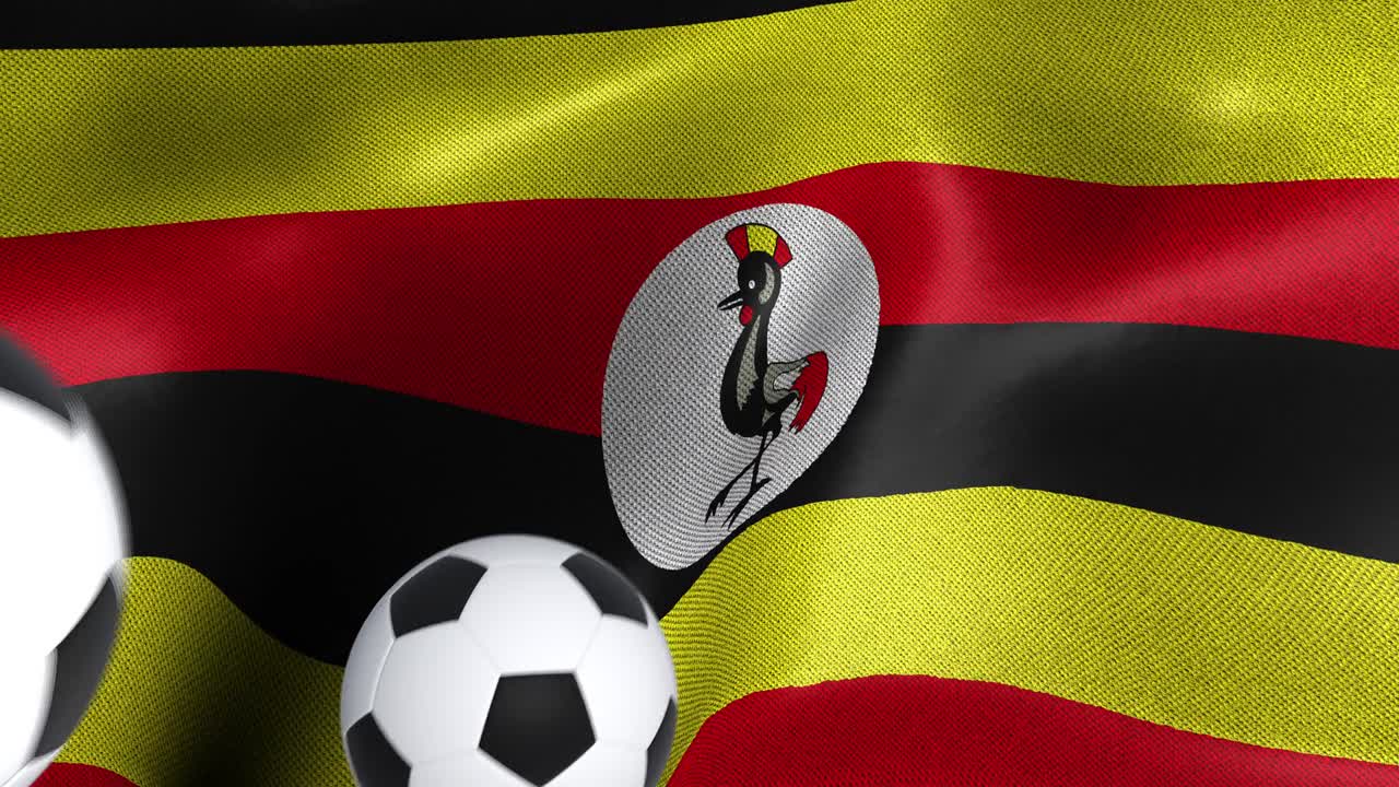 Flag of Uganda with Soccer Balls