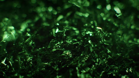 emerald color metal fillings close-up shot