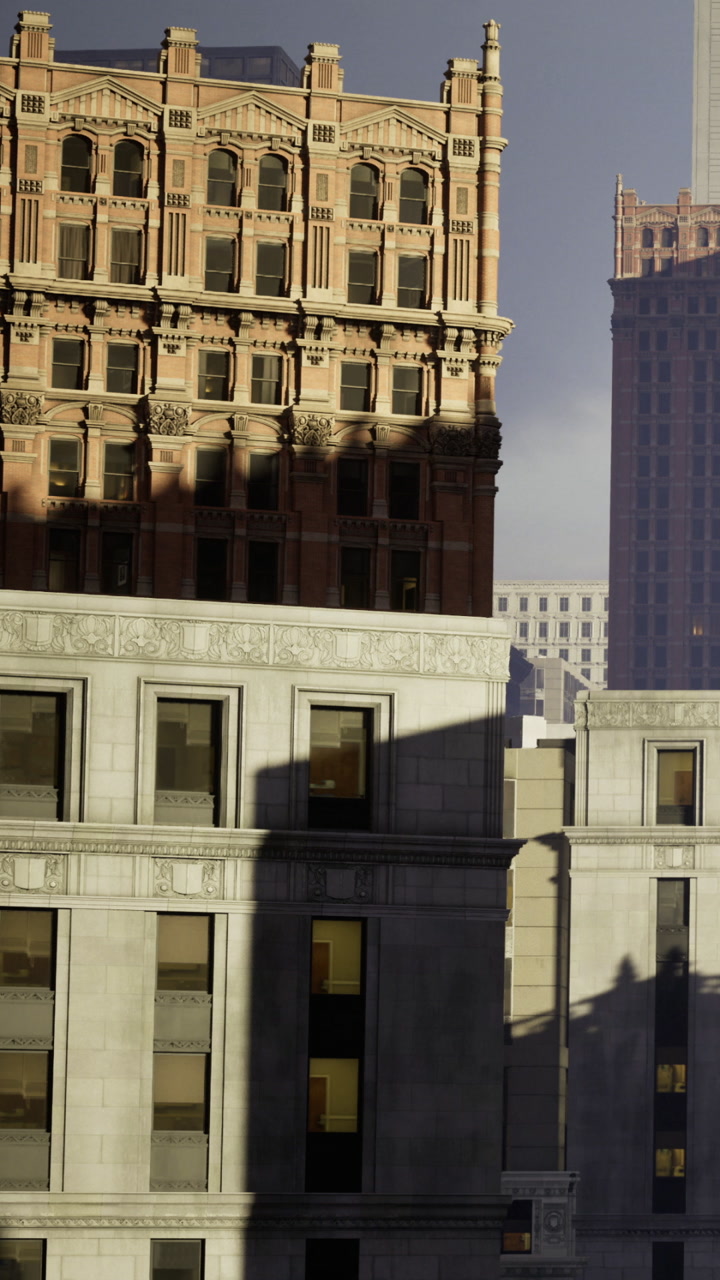 Building details in urban setting during late afternoon