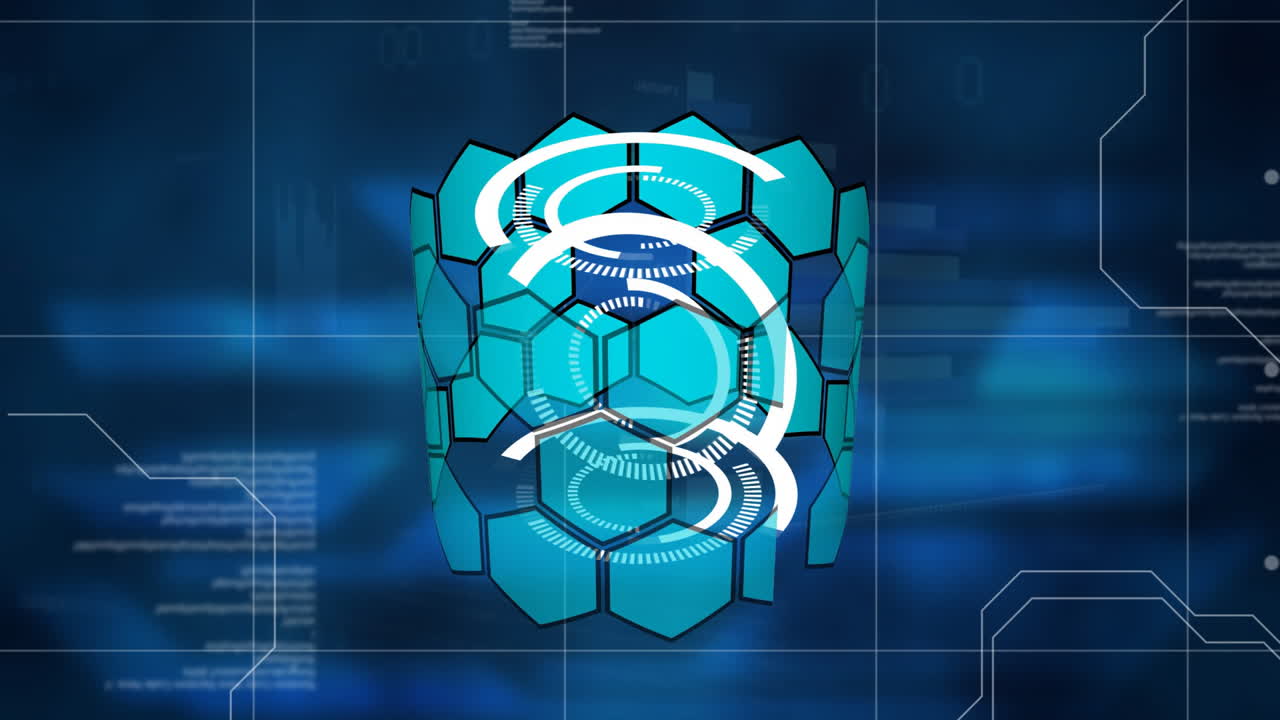 animación de los ámbitos de procesamiento de datos sobre un fondo oscuro
