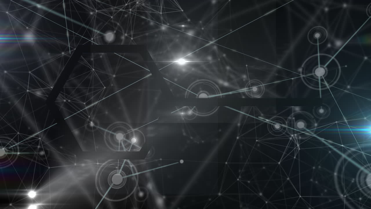 animación de la red de conexiones con puntos sobre la luz brillante