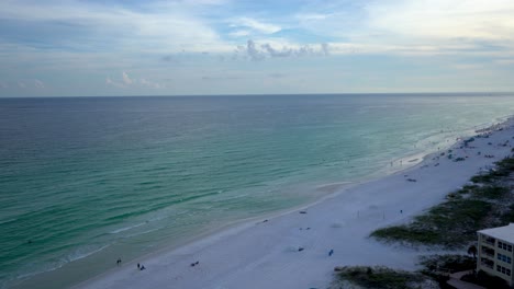 Morning-Aerial-shot-of-beach-at-the-Fort-Walton-beach-in-Destin-Florida