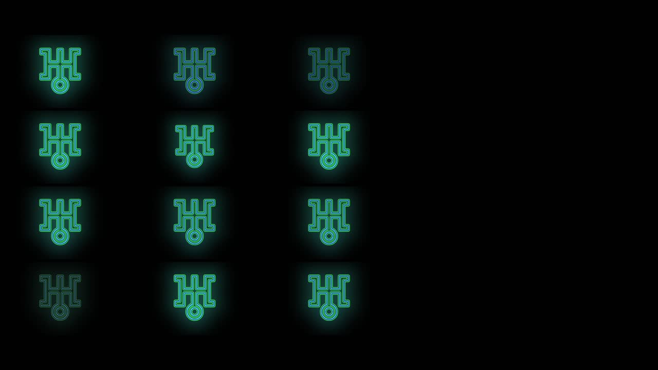 Blue Japan symbol pattern with neon light