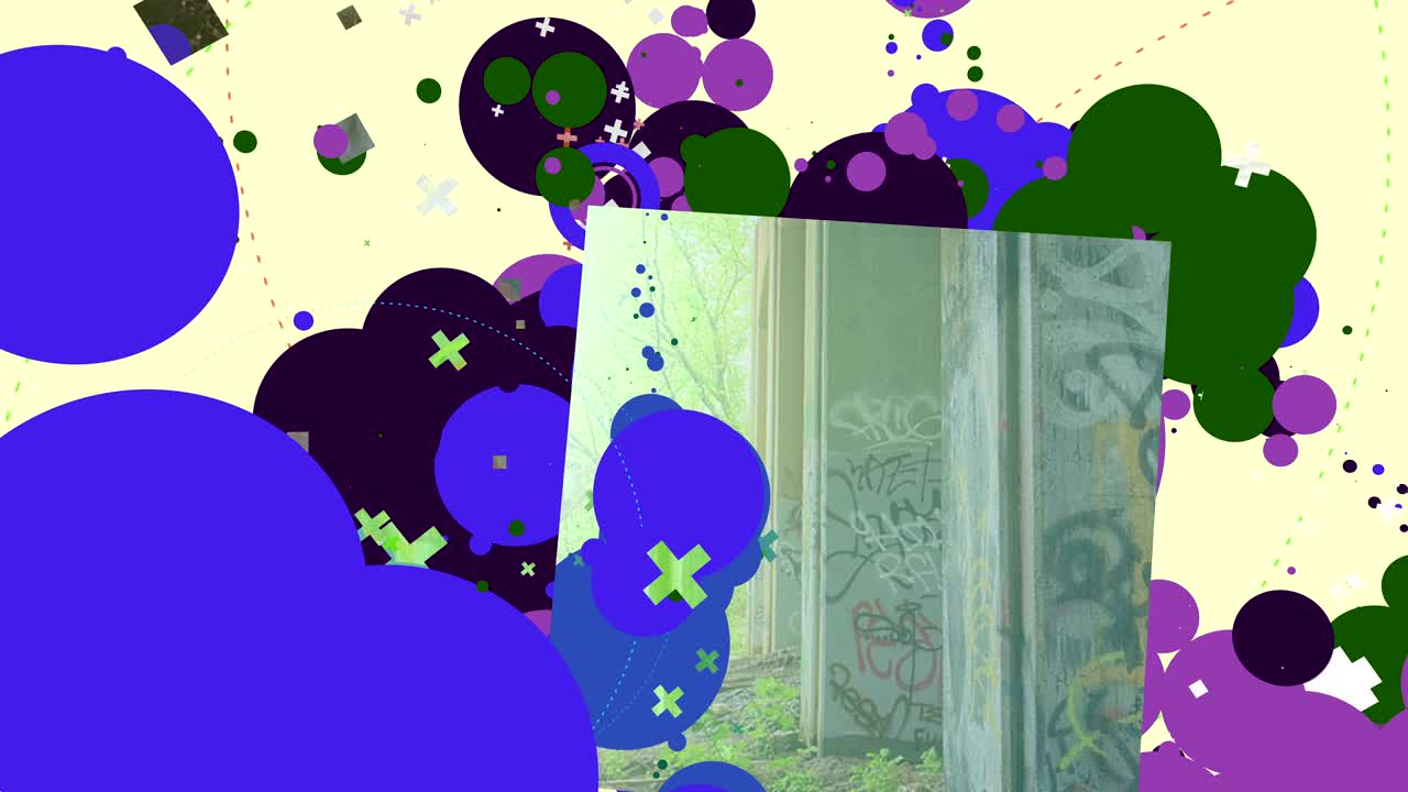 красочный фон с множеством пузырьков, создающих узоры.