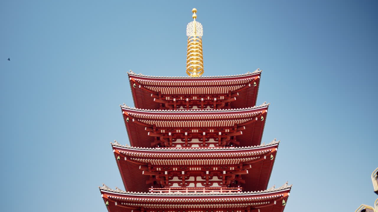View of the Senso-ji temple with the blue sky on the background in Asakusa, Tokyo, Japan