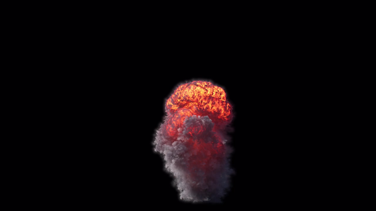 Fire explosion rising upward on transparent background