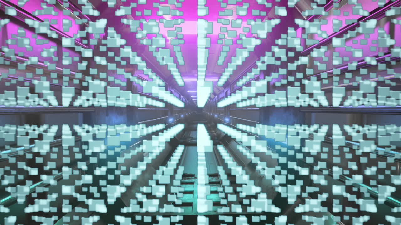 varios iconos de carpetas se mueven contra túneles brillantes