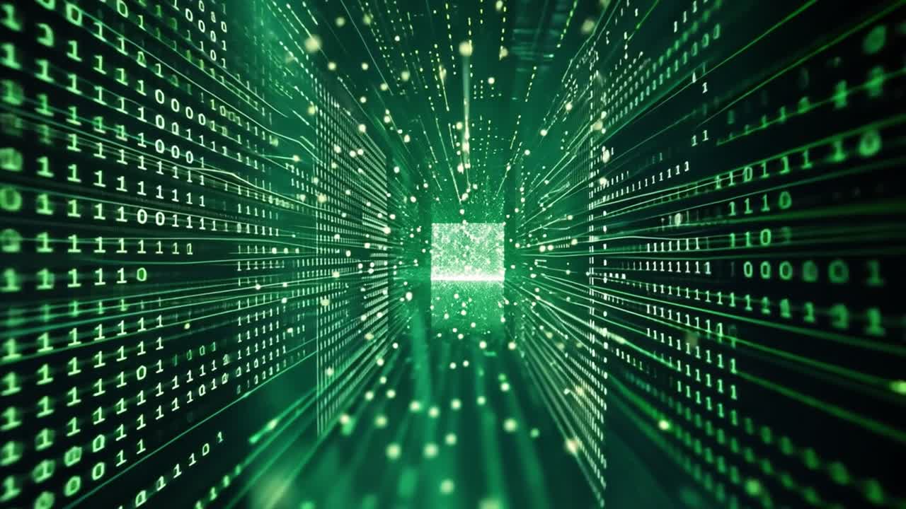Digital Data Stream and Binary Code Tunnel