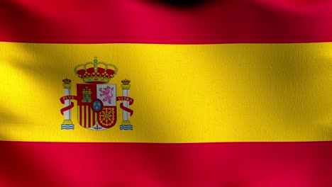 bucle sin costura 4k vdo. bandera nacional de españa soplando en el viento aislado. diseño abstracto patriótico oficial. ilustración de renderización 3d del símbolo de la señal ondulante.