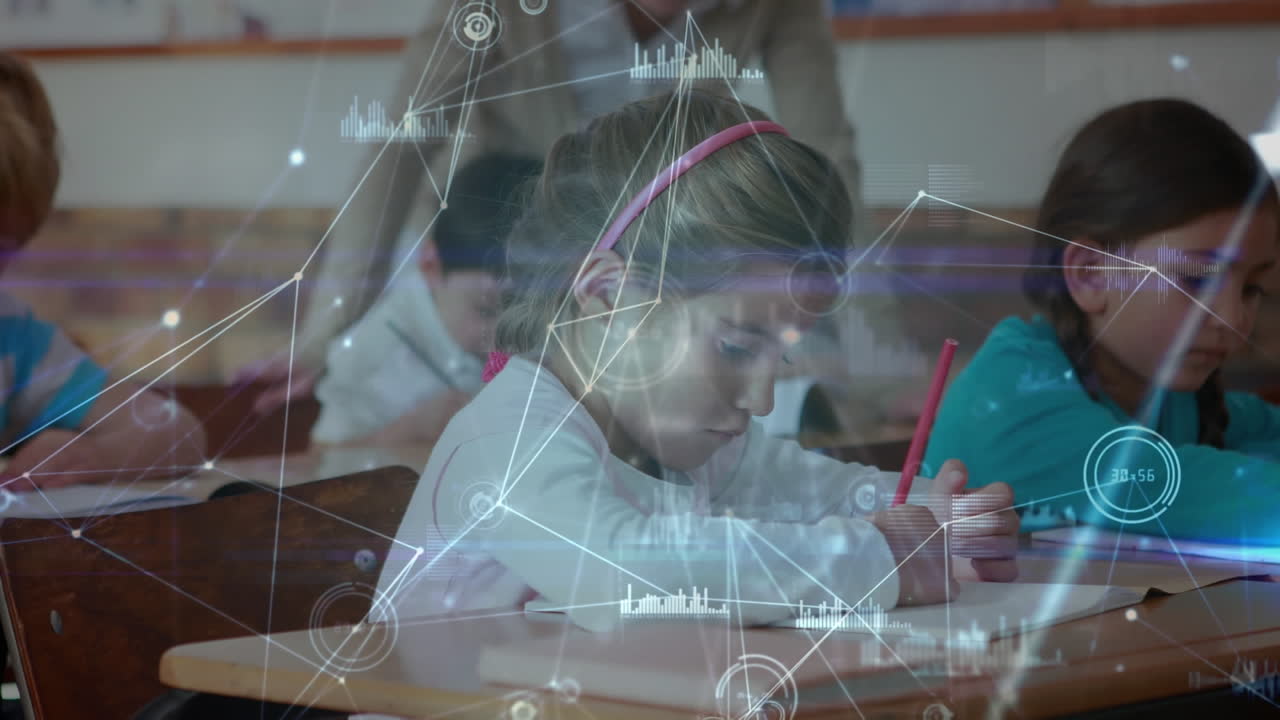 animación de redes de conexiones entre escolares en el aula