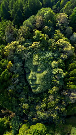 retrato de la naturaleza una cara de bosque emerge vívidamente de los alrededores verdes exuberantes