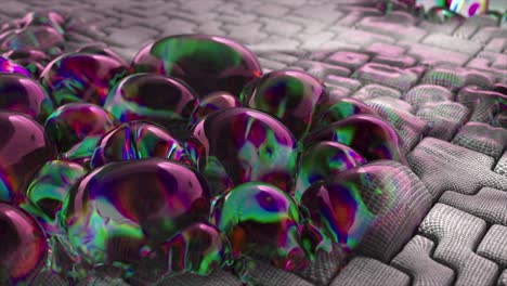 burbujas iridescentes abstractas en la superficie geométrica