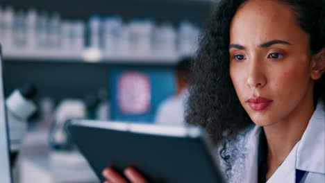 Internet,-research-and-woman-scientist-with-tablet