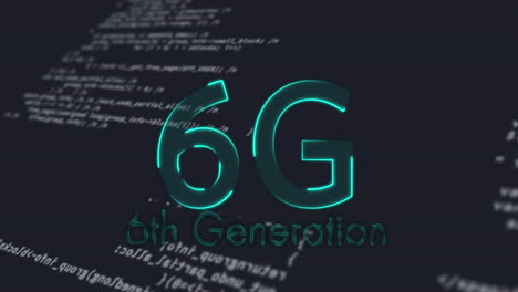 digital animation of 6g text over data processing against grey background