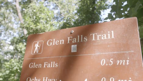 close up footage of the glen falls trail sign in chattanooga, tn