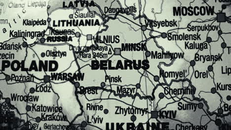 map of eastern european countries: belarus, poland, ukraine, and neighboring regions