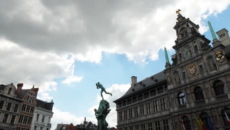 dark clouds above the city of antwerp, belgium