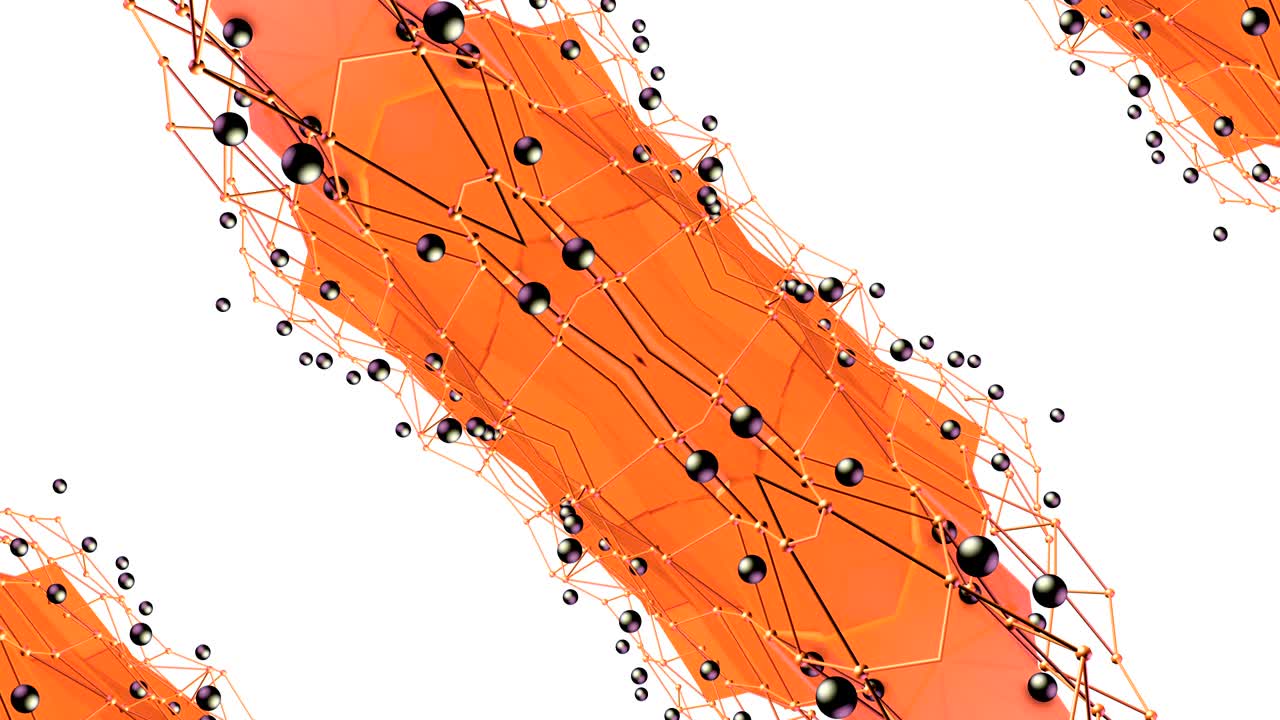 오렌지색의 낮은 폴리 기하학적 추상적인 배경은 움직이는 스테인드 글래스 또는 4k의 칼레도스코프 효과로, 루프 3d 애니메이션, 인기 있는 낮은 폴리의 스타일로 원활한 영상입니다.