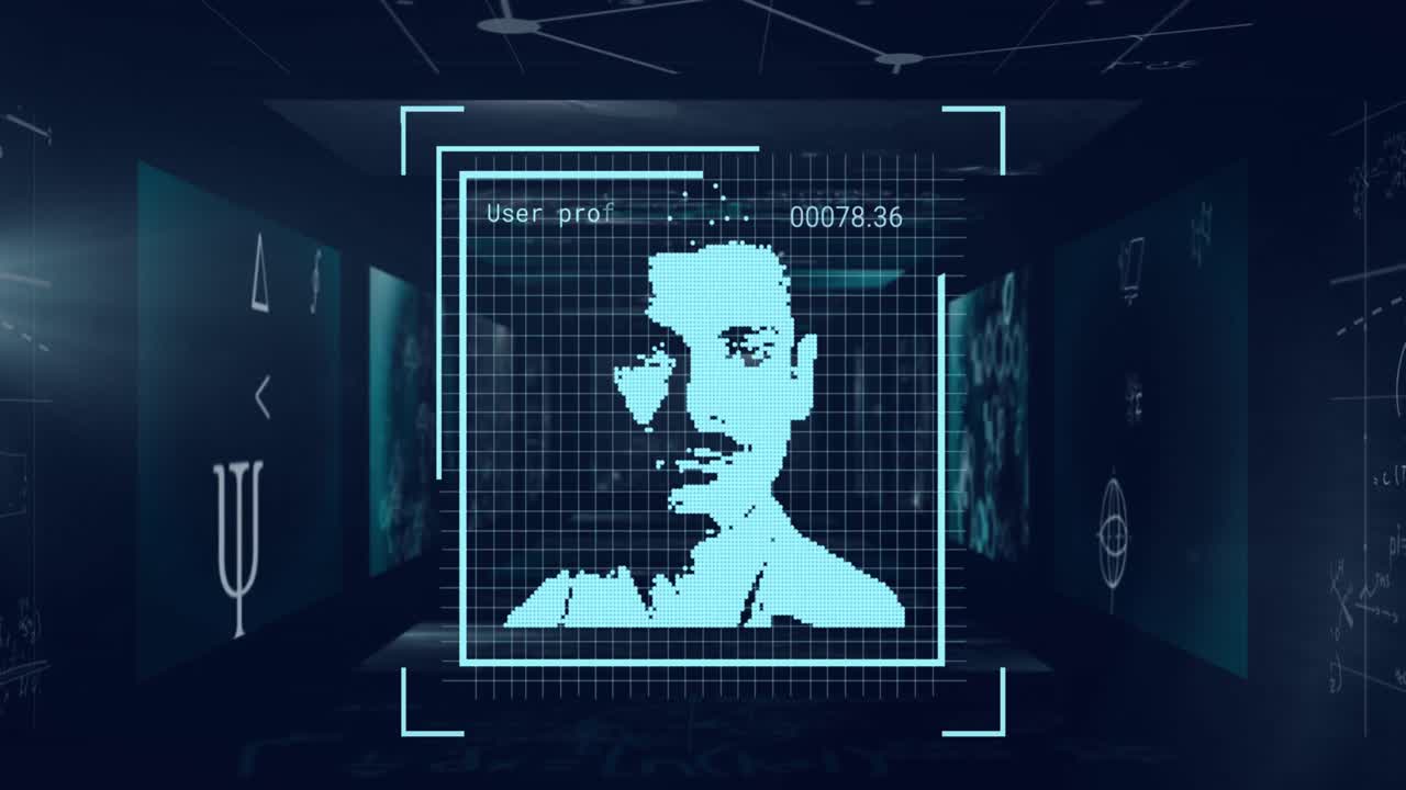 animación de las fotos del usuario y procesamiento de datos sobre fondo negro