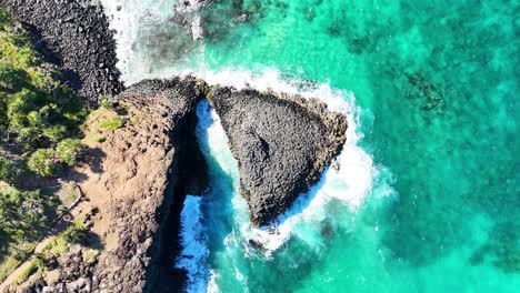 aerial view of unique volcanic rock formation