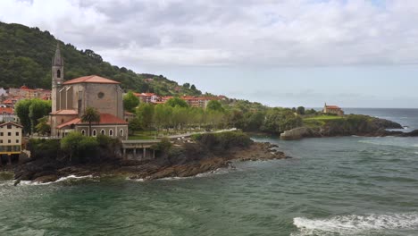 aerial drone view of the urdaibai biosphere reserve in mudaka in the basque country