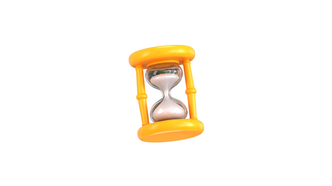 3D Rendered Yellow Hourglass Rotating Against White Background