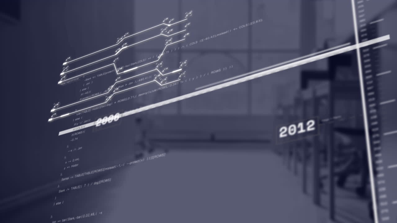 빈 사무실에 대한 데이터 처리 인터페이스의 애니메이션