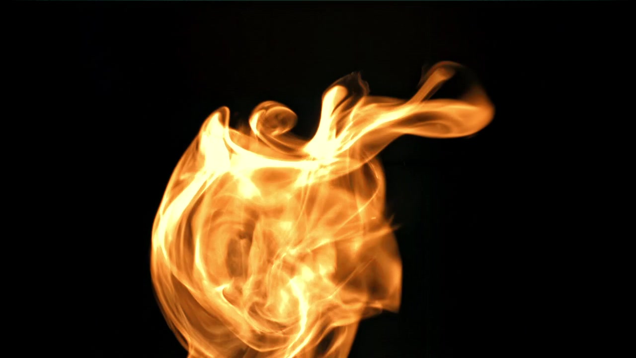 Slow Motion Fire Flames Burning on Black Background