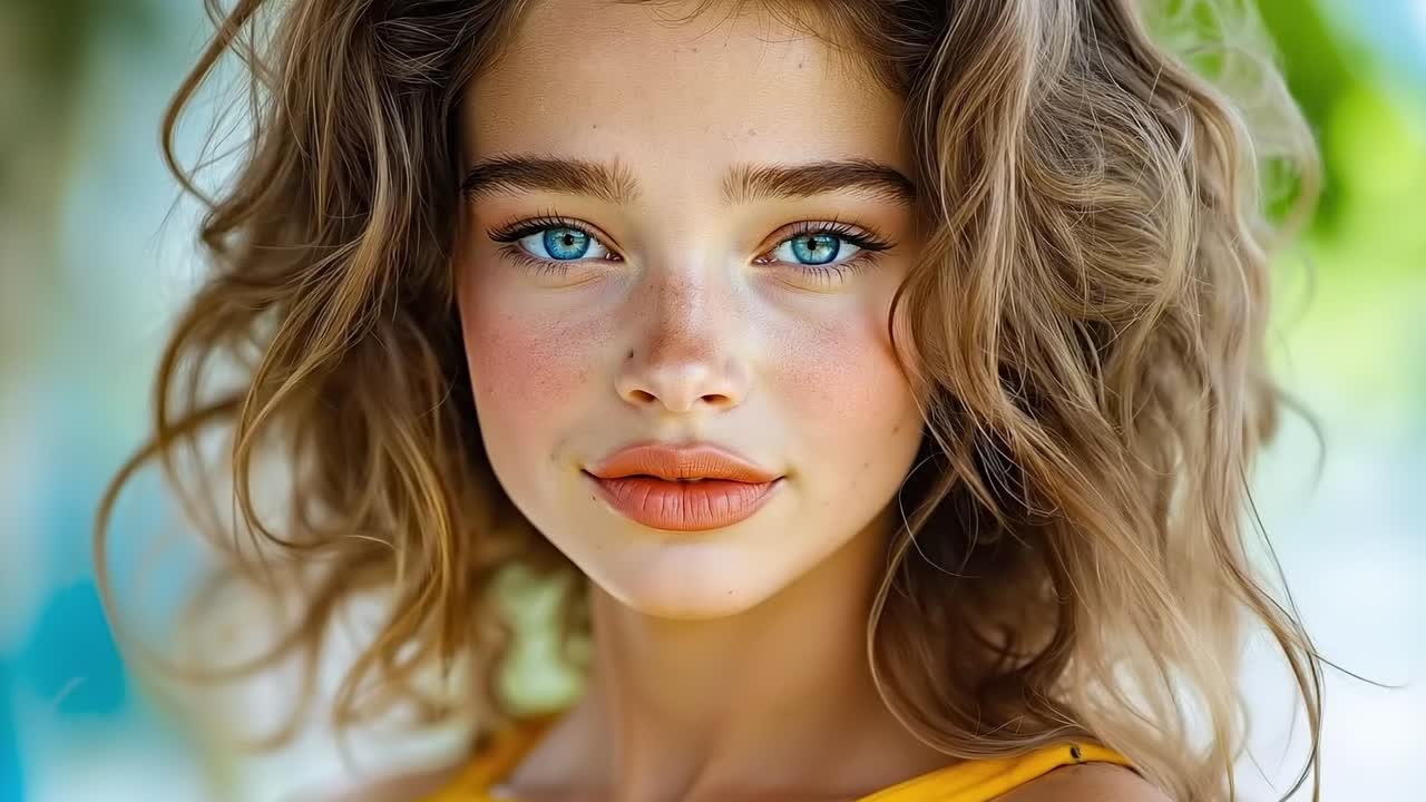 A young girl with blue eyes and a yellow top