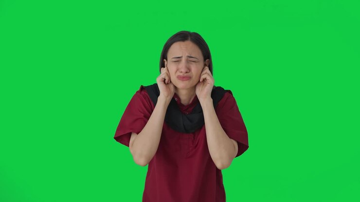 una ama de casa india triste diciendo que lo siente y disculpándose pantalla verde