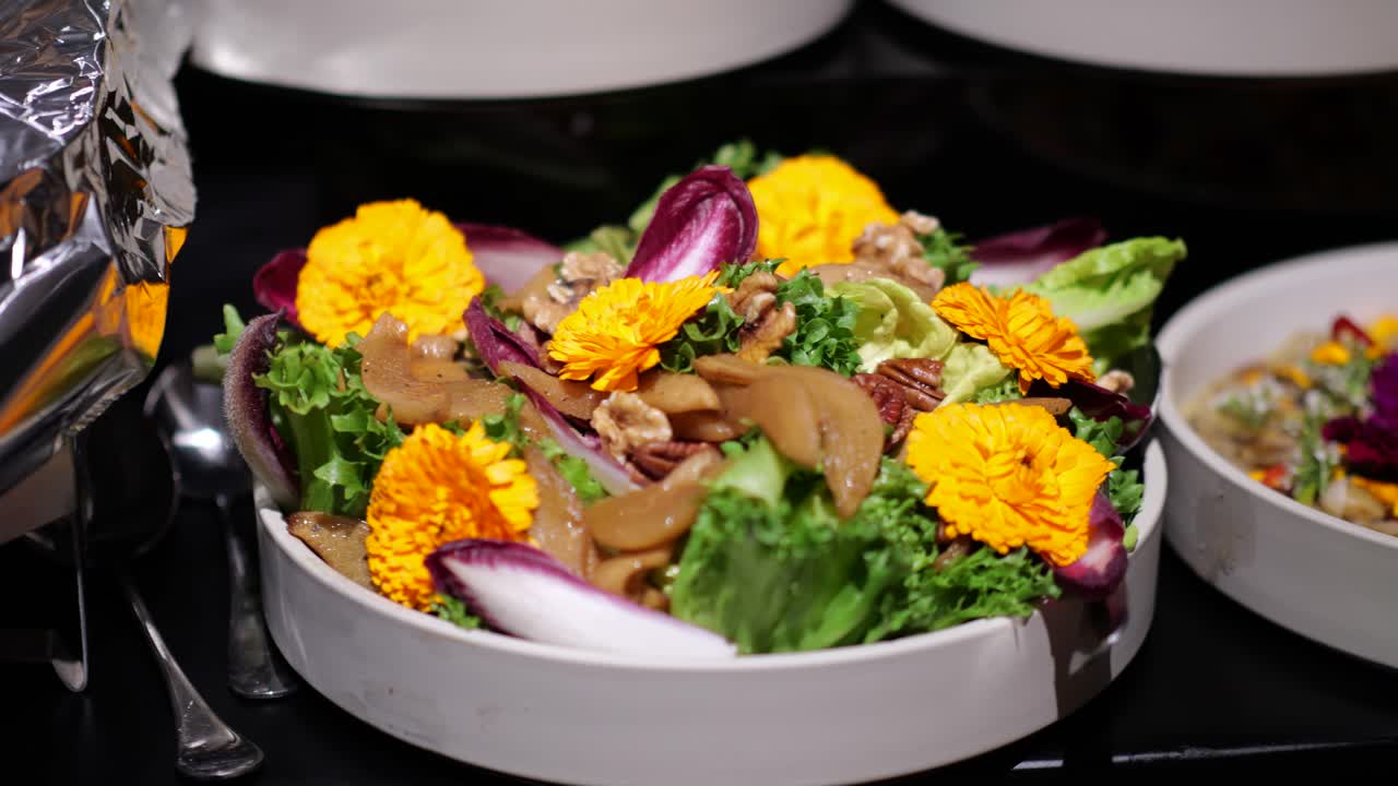 Healthy food vegetable and flower salad served by Israelis
