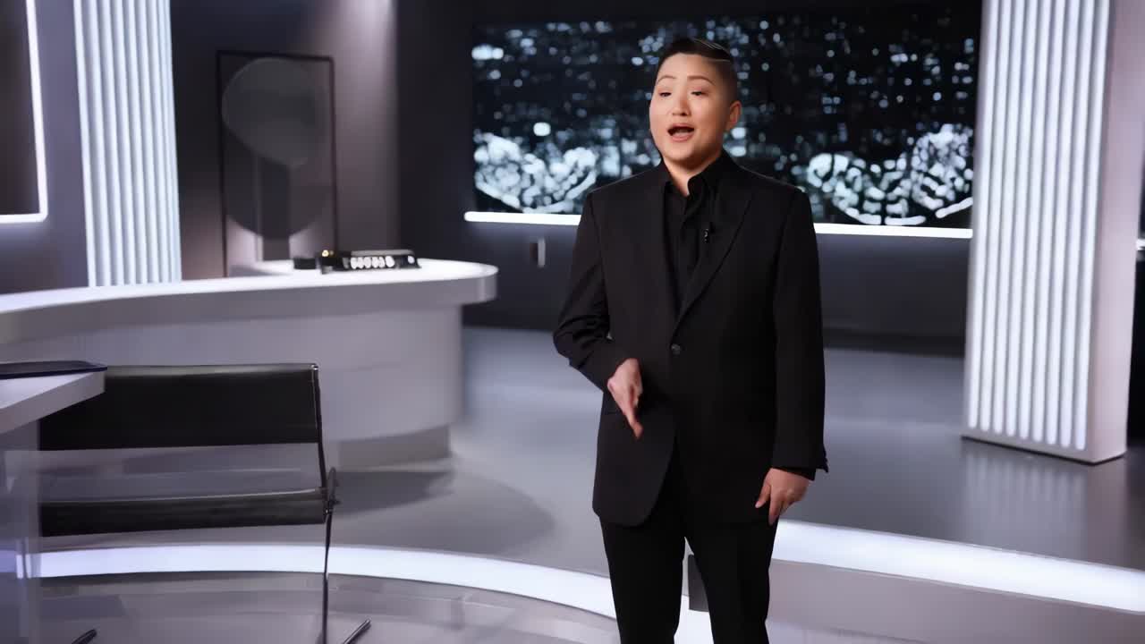 사업복 을 입은 여자 가 프레젠테이션 을 하고 있다