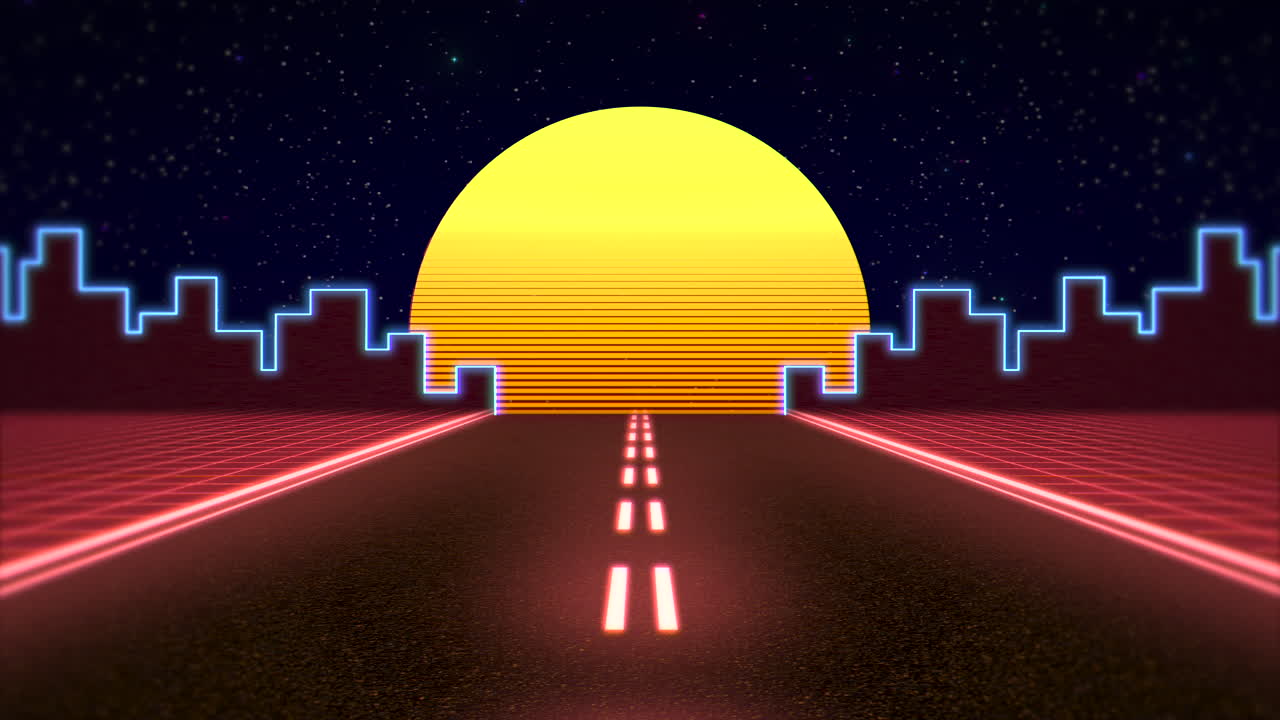 빨간 도로와 도시 모션 복고풍 추상적 인 배경