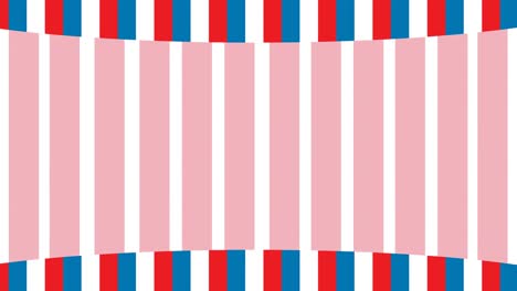 animation of white, blue and red stripes of american flag with copy space background