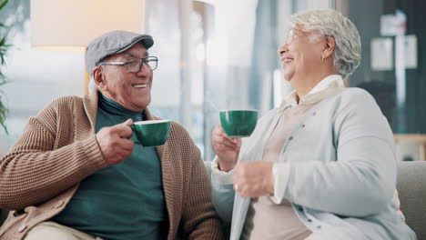 elderly couple enjoying tea together