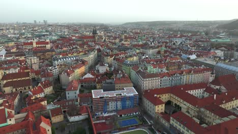 April-2024---4K-Aerial-of-sunset-in-Prague,-Czech-Republic