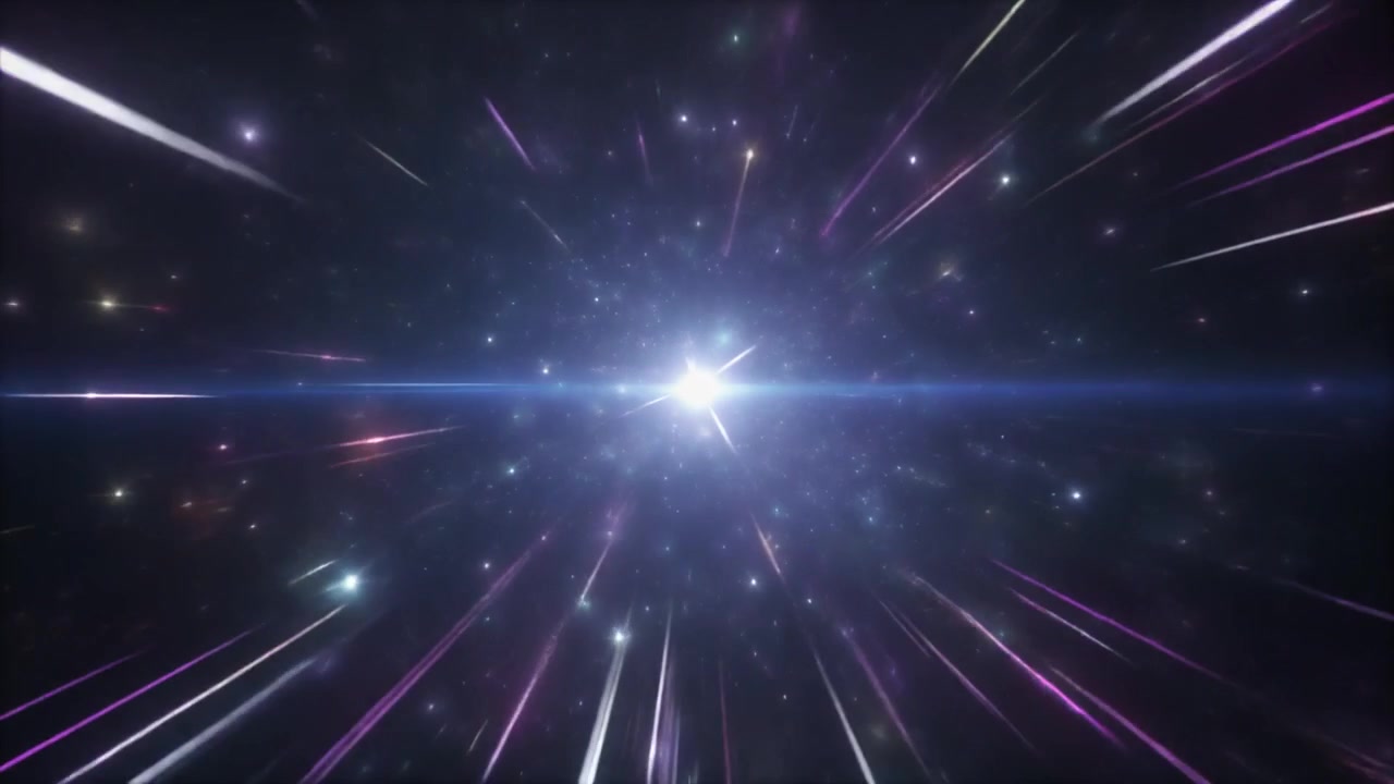 Hyperspace Travel Through a Vibrant Nebula with Light Streaks