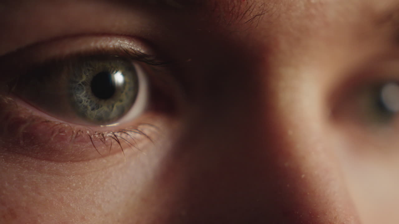 Close up shot of blue eyes blinking