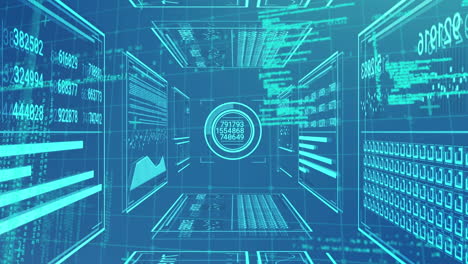 animation of data processing on blue background
