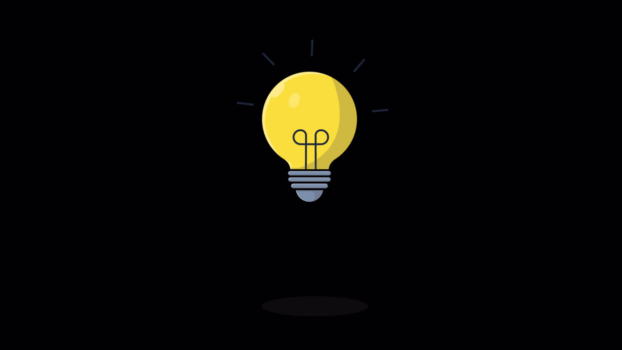 Lampadina animata che si accende e si illumina