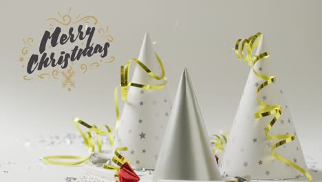 animación de felicitaciones de navidad texto sobre sombreros de fiesta de navidad