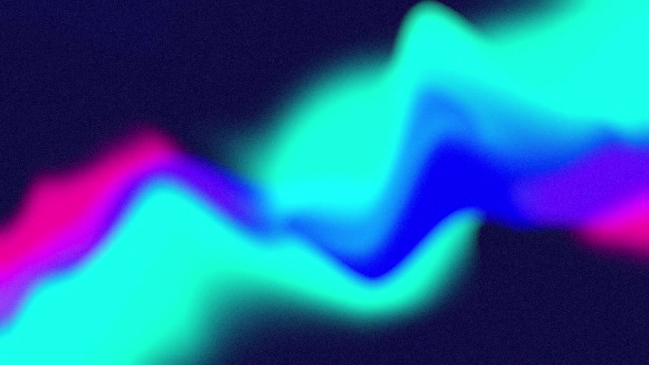 Slowly moving defocussed neon blue and pink organic shape on black background