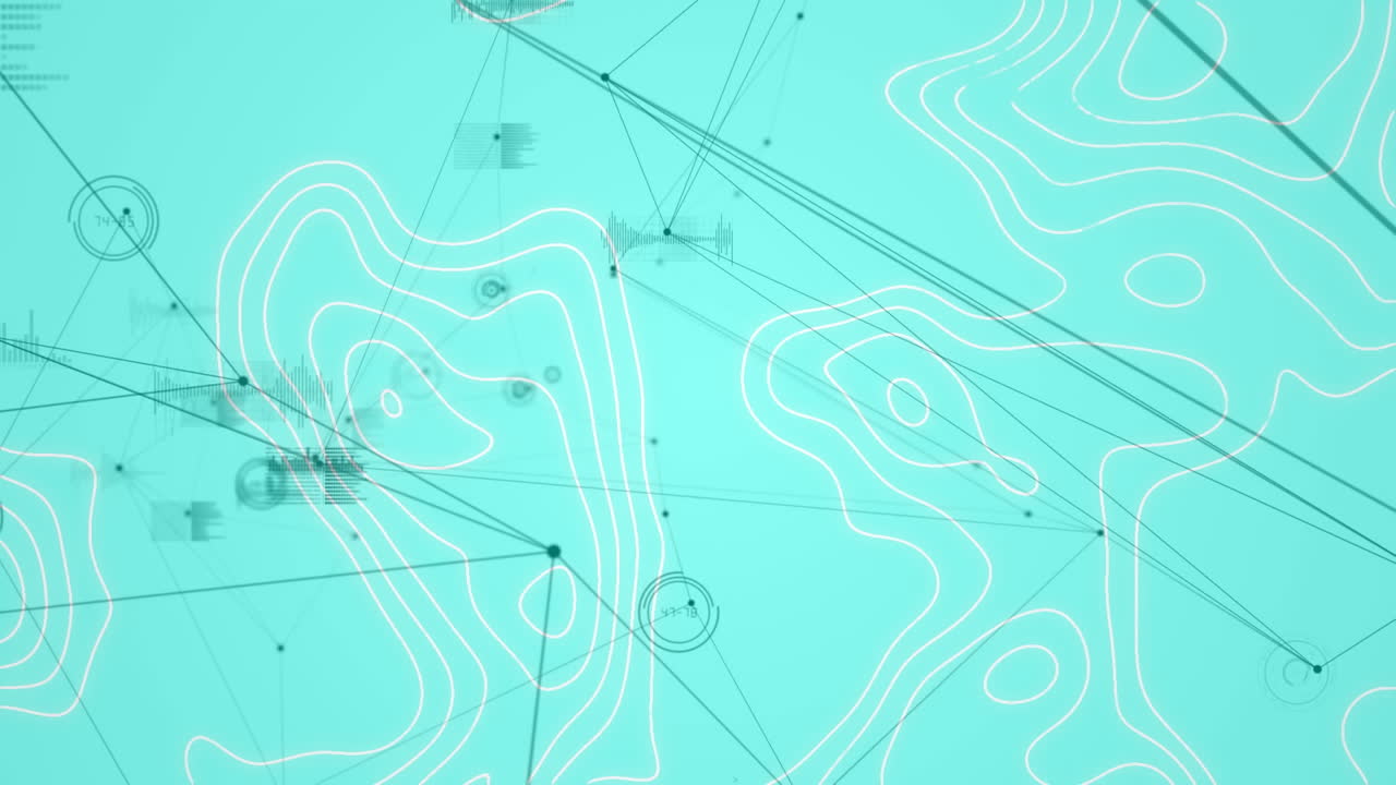 animación del procesamiento de datos y la red de conexiones sobre fondo verde