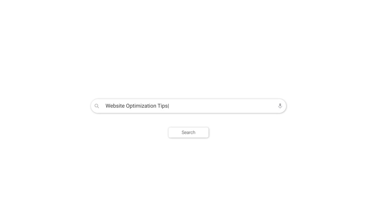 Mouse Cursor Typing 'Website Optimization Tips' into Search Bar