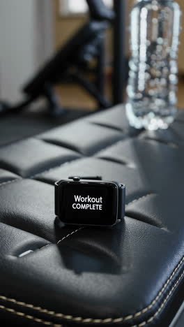 workout complete on smartwatch in gym
