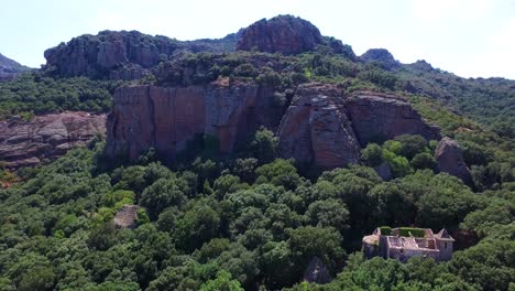 aerial view of landscape of cannes mountain and canyon at sunny summer morning